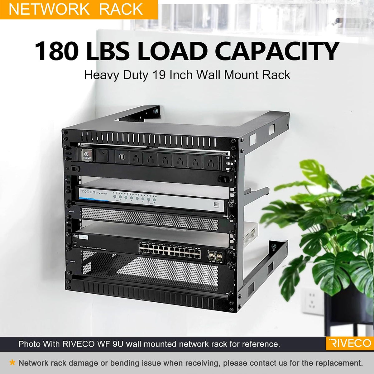 18U 19" Wall Mount Server Rack – 17.7" Deep 2 Post Open Frame Cabinet Easy Assembly Firm Constructed Shelf for Internet/Network/AV/Data Home Equipment/Patch Panel Heavy Duty Light Weight Black - Image 4