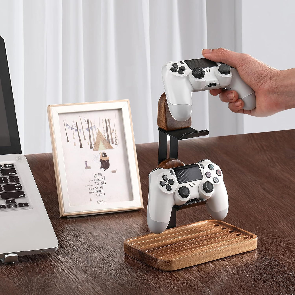 Wooden Game Controller Stand, 2-in-1 Black - Image 6