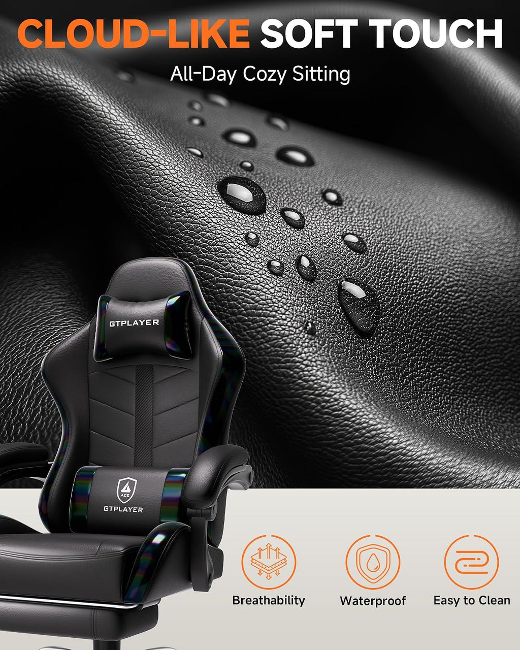 GTPLAYER Gaming Chair, Computer Game Chair for Adults, Iridescent Black - Image 8
