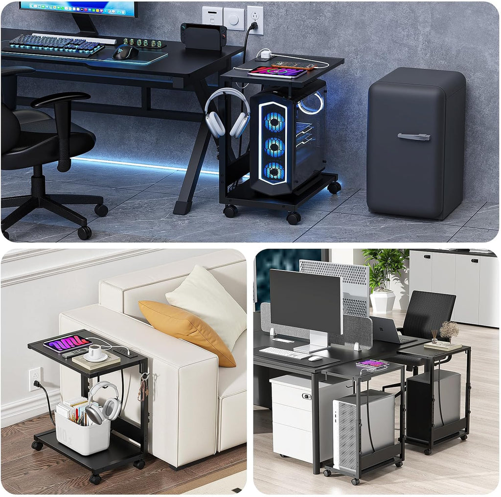 Computer Tower Stand Height-Adjustable PC Stand with Charging Station - Image 4