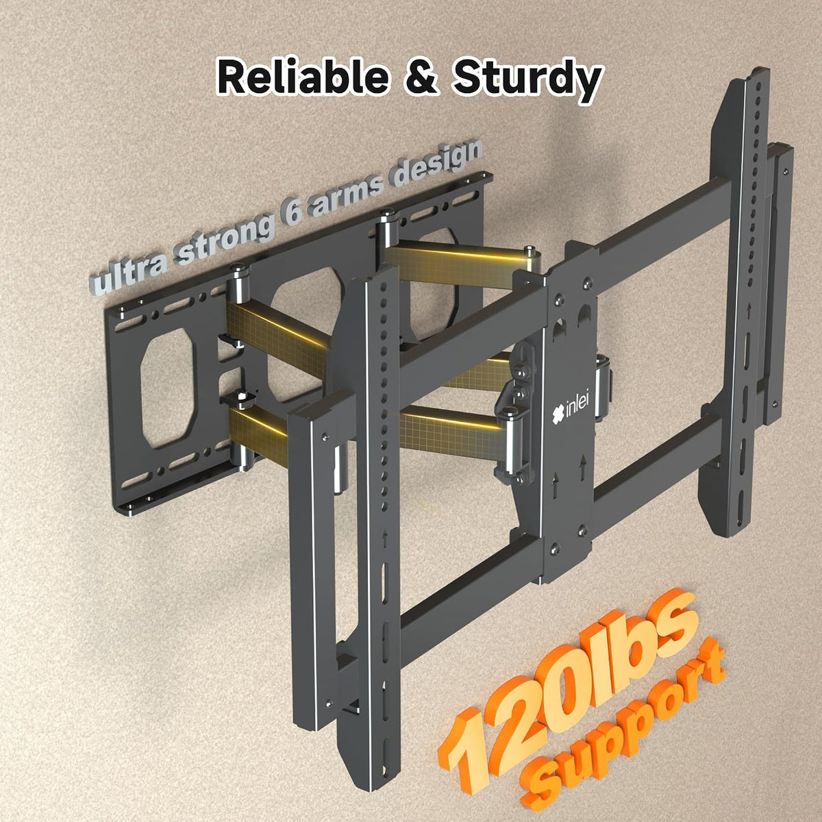 1.3" Ultra Slim Full Motion TV Wall Mount for 37"-90" Flat/Curved TV - Image 2