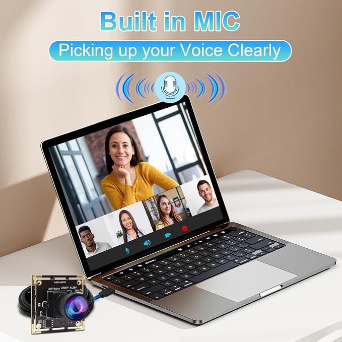 ELP H.264 1080P USB Camera Module with Microphone Wide Angle Fisheye Webcam | 170degree FHD PC Camera for Computer, UVC USB2.0 Lightburn Camera for Laser, Home Security, Embedded Machine Vision, Robotics - Image 5