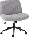 OLIXIS Criss Cross Chair with Wheels, Vanity Chair, Home Office Desk | Wide Seat Armless, Comfy Fabric, Height Adjustable Swivel Rolling, Home Computer Task Seating for Bedroom Study, Grey Fabric by OLIXIS