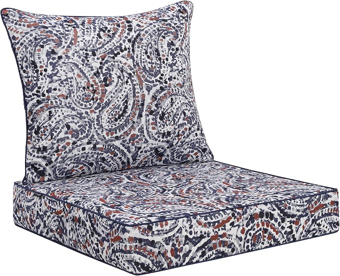 Favoyard Outdoor Deep Seat Patio Cushions Set, 24" x 24", Rainproof, Garden | Fade Resistant, Removable Bottom & Back Cushion, Tie Straps for Patio Furniture, Rocking Chair, Sofa Couch, Teardrop Blue by OutdoorFurnitureAccessories
