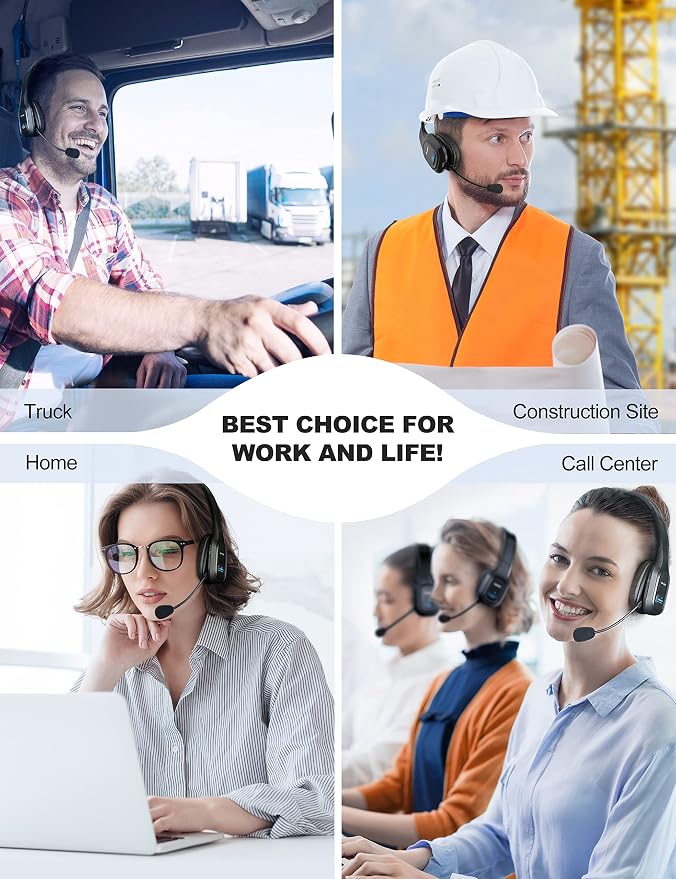 TECKNET Trucker Bluetooth Headset, AI Noise Canceling Mic, Wireless On-Ear | AI Noise Canceling Mic reduces background noise for clear calls. Wireless hands-free headset for truckers and office use. - Image 7