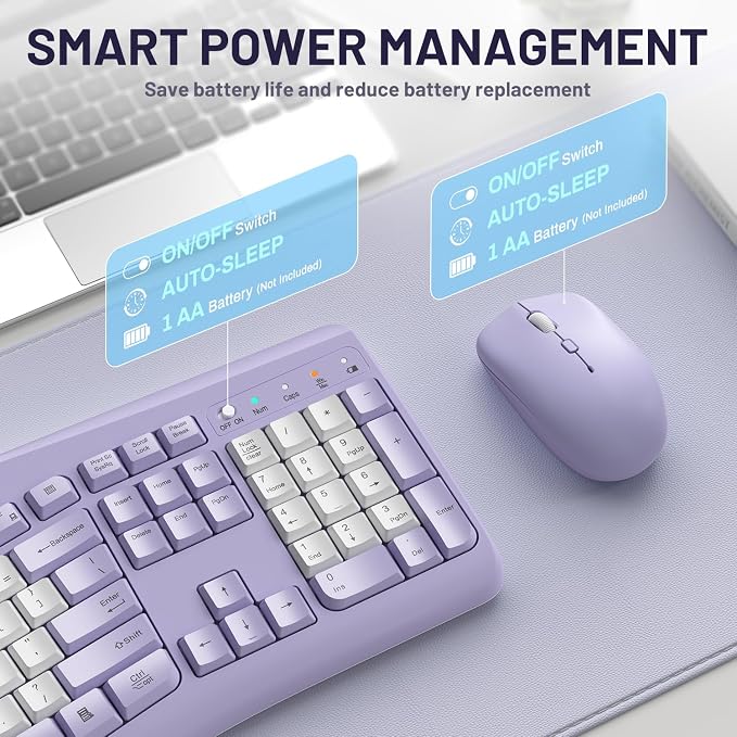 Wireless Keyboard and Mouse Combo Silent Ergonomic Curved Design for Office - Image 7