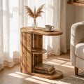 Solid Wood Side Table, C-Shaped Small End Table with Storage by TRIBEWOOD