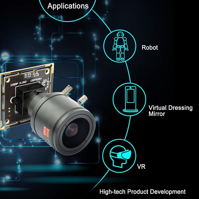 ELP Sony IMX323 Sensor Low Light Mini USB Camera Module with Microphone Manual Zoom 2.8-12mm Lens H.264 0.01LUX UVC USB2.0 Video Webcam Board Home Surveillance PC Camera for Laptop - Image 7