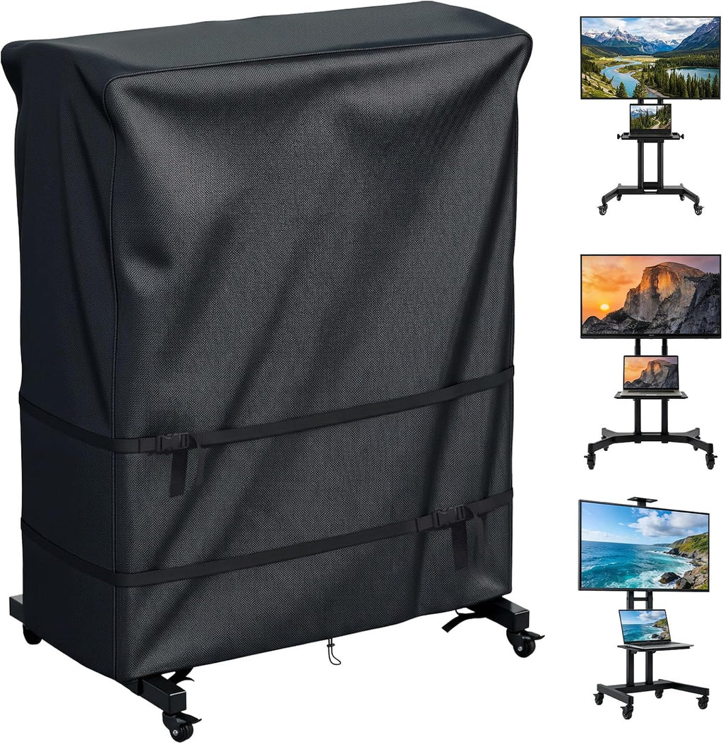 Outdoor TV Cover-Weatherproof TV Stand Covers for Outside TV,Compatible Patio TV Protector for Rolling TV Stand (Black, 70"L x 15"W x 57"H) by NewRiu