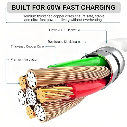 4-Pack (6ft 6ft 10ft 10ft) 60W USB C to USB C Fast Charging Cable | for iPhone Charger Cord, Type C to C Charger Cord Compatible with iPhone 17, 17 Pro Max, 16, 15, iPad Pro, Macbook Pro - Image 3