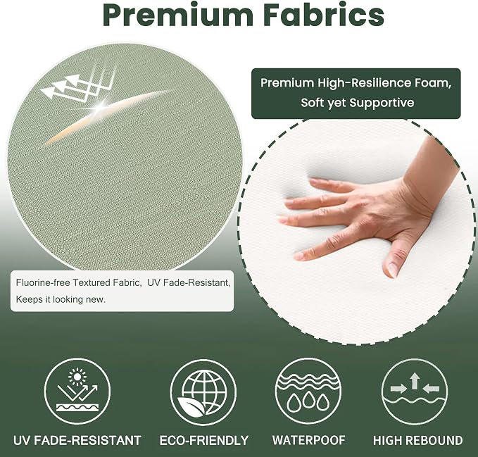 Battilo Chair Cushions for Dining Chairs with Ties, Indoor/Outdoor Kitchen Chair Pad with Non-Slip Backing, Dining Seat Cushion with Machine Washable Removable Cover, 16"x16"x2", Set of 2, Sage Green - Image 2