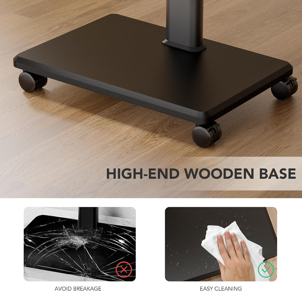 Universal Floor TV Stand, Portable Rolling Floor TV Mount with Wheels, 80 Degree Swivel Height Adjustable for 27 to 65 Inch LCD LED OLED, Holds up to 88 lbs Mobile TV Cart, Max VESA 400x400mm - Image 7