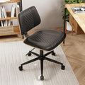Modern Armless Office Chair with Wheels, Wide Seat Walnut, Black | Adjustable Swivel Desk Chair with Mid Back & Tilt Function, Faux PU Leather Mid Century Modern Task Office Chair, 300LBS Cap by BERYTH