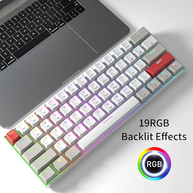 Newmen GM610 60% Wireless Mechanical Gaming Keyboard (Linear Red Switch) | 60% Wireless Gaming Mechanical Keyboard,Wired/Bluetooth/2.4G RGB Backlit, Anti-Ghosting Keys,Programmable,Hot-Swappable - Image 3