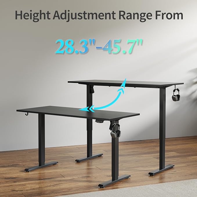 Agilestic 60 * 24 Inch Height Adjustable Electric Standing Desk, Black | Sit Stand Up Computer Desk, Memory Presets, Stable Steel Frame,154 lbs, Easy Assembly, Splice Board, Home Office, Studying - Image 7