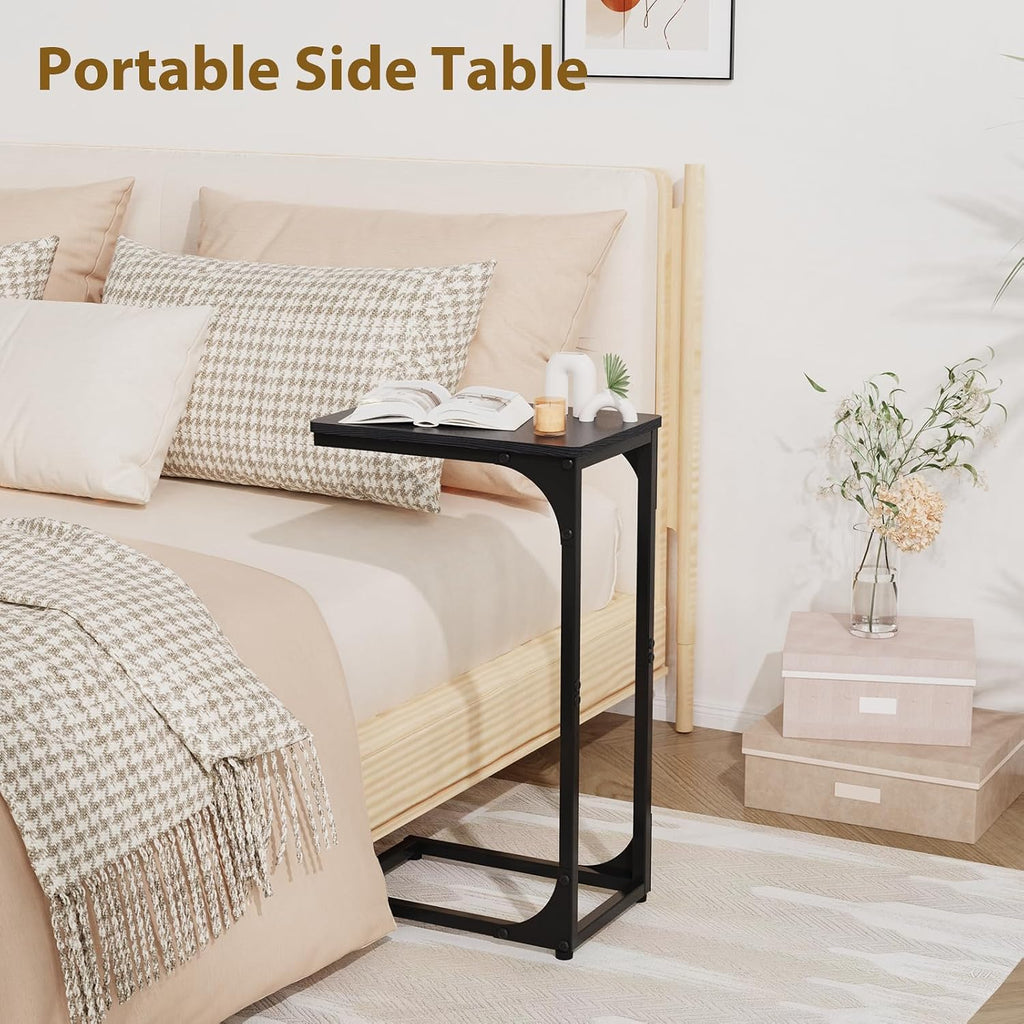 C Shaped End Tables Couch Table TV Trays Set of 2, 7" Wide, Black - Image 6