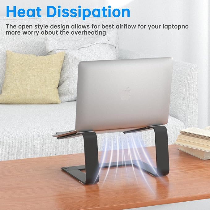 Laptop Stand for Desk Portable Computer Riser Metal Notebook Holder Printer Stand Office Desk Accessories Compatible with MacBook Air, Pro, Dell, HP, Lenovo and All 10-16" Laptops, Black - Image 4
