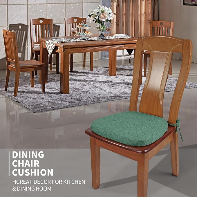 SINOSSO 1 Pack Memory Foam Chair Cushions for Dining Chair, Friendly Woven Fabric 16" U-Shape Comfortable Kitchen Chair Pad, Removable Slip Resistant Seat Cushion (1 Piece, Green) - Image 2