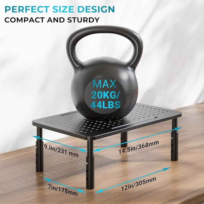 BONTEC Monitor Stand for Desk 1 Pack, 3-Level Height Adjustable | 14.5 x 9.1 in Ergonomic Metal Computer Stand with Pen Holder & Cable Management for Printer, Laptop and Office Workstation - Image 2