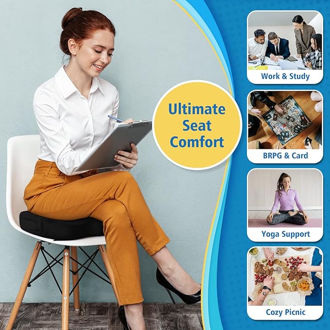 CloudBliss Gel Memory Foam Seat Cushion for Long Sitting, X-Large, Black | Gel Chair Pad for Tailbone, Coccyx, Sciatica , Soft Suede Cover, Non-Slip , Washable Mesh, for office, home, car - Image 5