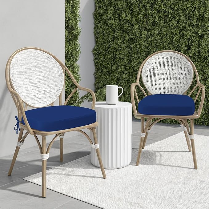 idee-home Outdoor Chair Cushions Set of 4, 19" x 19" D-Shaped | Thick Outdoor Seat Cushions Waterproof Patio Furniture with Ties Dining Pads - Image 5