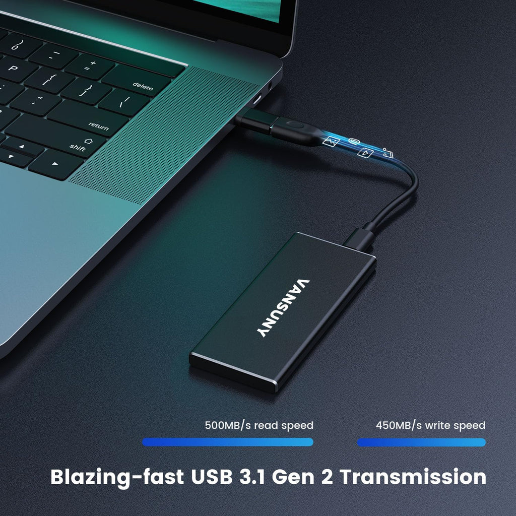 Vansuny 1TB Portable External SSD, USB 3.1 Gen2 500MB/s High-Speed Data Transfer, Metal USB C Mini Portable External Solid State Drive for PC, Laptop, Phones and More - Image 2
