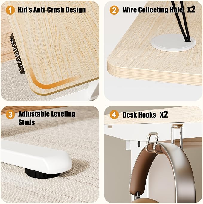 67"x24" Standing Desk, Height Adjustable Sit-Stand Office, Oak | Electric Adjustable Standing Desk, Sit to Stand Computer Office Desk with Splice Board, Memory Preset, Lifts 28.7''-46.5" - Image 7