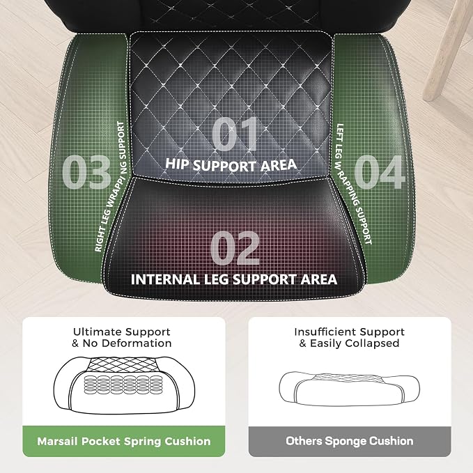Office Chair, Ergonomic Executive Desk Chair with Lumbar Support for Lower Back Pain Relief, Padded Flip-Up Armrests, Leather Home Office Chair, Black - Image 6