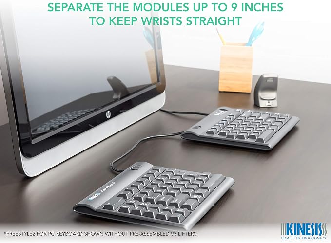 Kinesis Freestyle2 Ergonomic Keyboard w/ V3 Lifters for PC (9" Separation) - Image 3