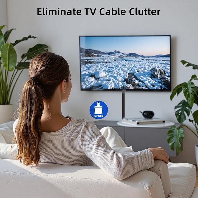 Delamu 142in Black Cord Hider Cable Hider, Cord Covers for 2-3 Wires on Wall, Premium Wire Hiders Wire Covers for Cords on Wall, Easier Setup TV Cable Cover Management Kit, W0.94 H0.47in, Black - Image 7