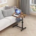TigerDad Overbed Bedside Desk Mobile Rolling Laptop Stand Tilting Overbed Table with Wheels Height Adjustable Tray Table for Laptop Bed Sofa Side Table (Rustic Brown) by TigerDad