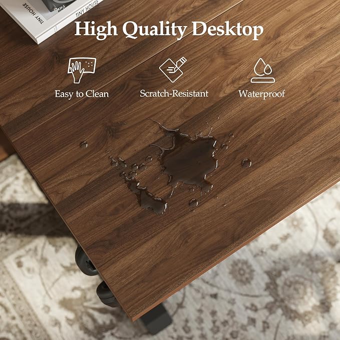 Klicelor 48 Inch Electric Standing Desk, Height Adjustable Office Desk, Sit Stand Up Computer Desk with Memory Preset, Two-Piece Desktop, Dark Walnut - Image 9