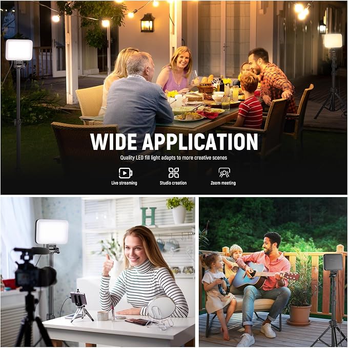 NEEWER BASICS LED Video Light, 2 Pack Studio Panel Key Lighting Kit with Tripod Stands & Filters, Bi Color Dimmable Portable 3200~5600K CRI95 750lux for Photography Recording Streaming Podcast, BP66 - Image 7
