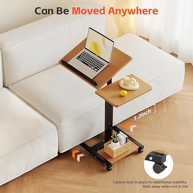 Furist Mobile Adjustable Height Laptop Stand PC Computer Portable Notebook Swivel Laptop Desk Rolling Table Desk Cart Tiltable with Wheels Casters& Mouse Pad Table - Image 3