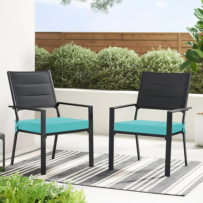 Basic Beyond Outdoor Chair Cushions for Patio Furniture, Waterproof Outdoor Seat Cushions Set of 4 18 x 18, Patio Chair Cushions Set of 4 with Ties and Handle, Teal - Image 8
