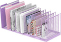 9-Section Desk File Organizer, Vertical File Holder, Mesh Desktop File Folder Metal File Organizer Stand for Office Home Classroom, Purple by JMHUD