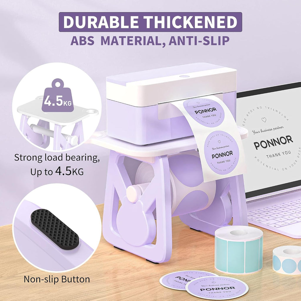 PONNOR Label Holder for Rolls and Fanfold Labels, Thermal Sticker for Desktop Printer, Fragile Stickers for Shipping, Label Stand Accessory Supplies for Home, DIY, Office, Small Business(Purple) - Image 5