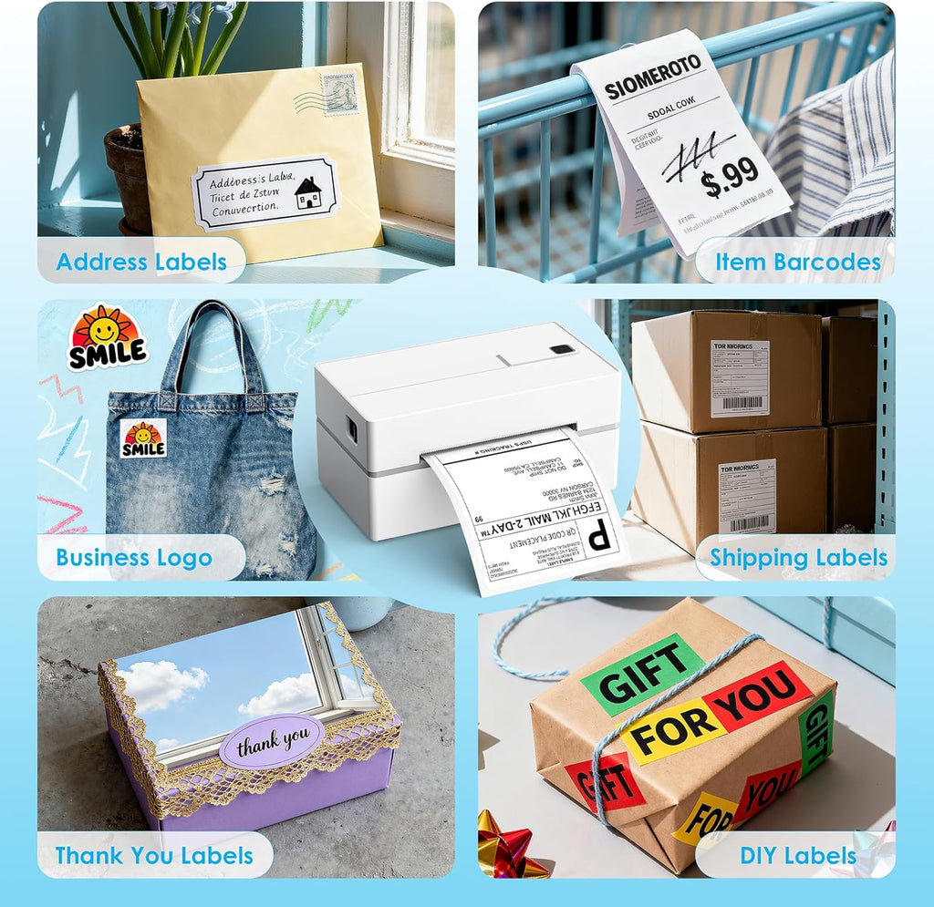 KNAON Bluetooth Thermal Shipping Label Printer, 4x6 Portable Thermal Address Label Printer for Small Business, Compatible with iPhone,Android,Windows,Mac–Works with Etsy Shopify USPS&More, White - Image 8