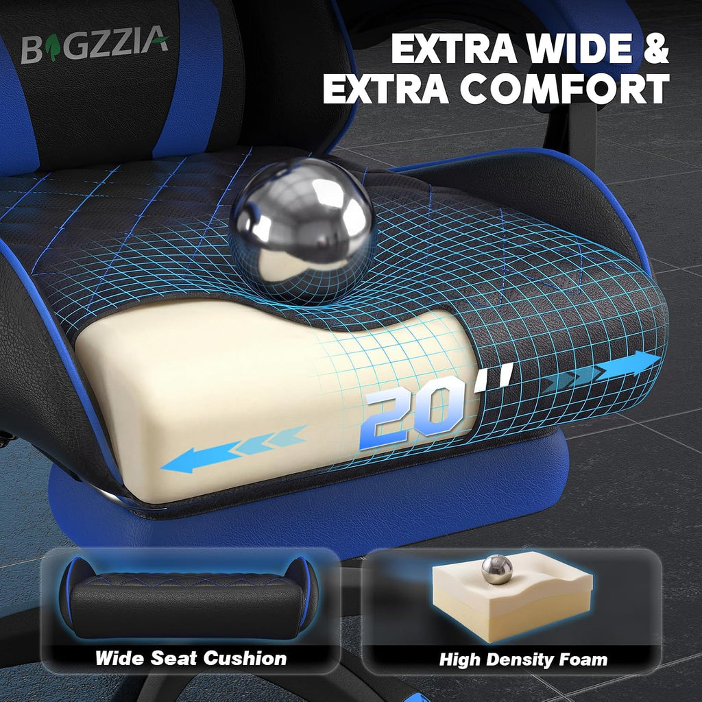 Bigzzia Gaming Chair with Footrest, Comfortable Gamer Chairs Blue - Image 4