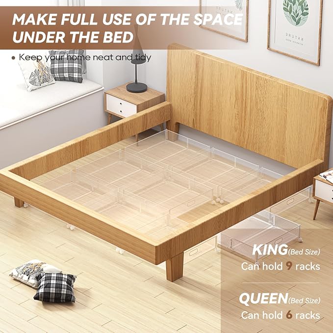 PHINOX Under Bed Storage with Wheels & Handle,Metal,Large,4 Pack,White | Tool-free assembly,glide smoothly,easy reach,foldable,maxmazie low-profile beds,dorm,keep seasonal clothes,shoes,sockes fresh - Image 7