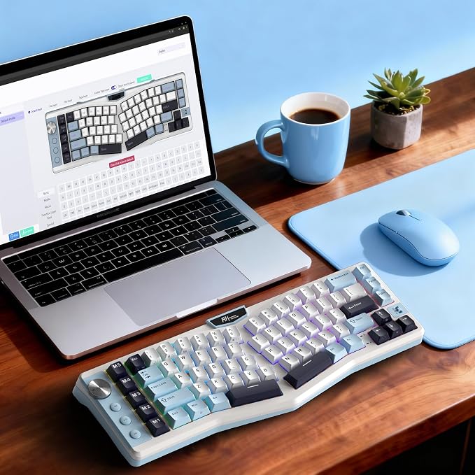 RK ROYAL KLUDGE A72 Alice Ergonomic Wireless Mechanical Keyboard,Split Ergo | Gasket RGB Gaming Keyboard w/Knob/Macro Keys/Touchable Nameplate, BT/2.4GHz/USB-C, 5-Layer Noise Dampening, Win/Mac Software - Image 9