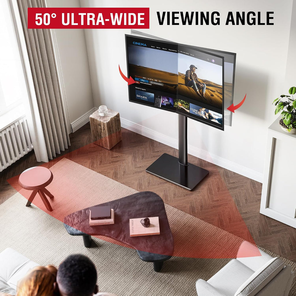 Swivel TV Floor Stand for 43-75 Inches TVs, 10 Level Height Adjustable Corner Extra Tall TV Stand Mount for Living Room/Bedroom, Holds up to 110 lbs,MAX VESA 600x400mm,Black - Image 2
