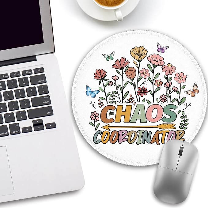 Funny Work Mouse Pad, Small Round Mousepad for Desk, Laptop | Mini Travel Wireless Mice Pad for Computer, Office Accessories, Coworker Gifts, 8.6 x 8.6 inch - Image 2
