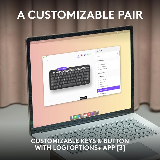 Logitech Pebble 2 Combo Mac Wireless Keyboard and Mouse - Tonal Blue | Slim, quiet, portable, customizable, Bluetooth, Easy-Switch, for Mac, macOS, iPadOS - Image 4