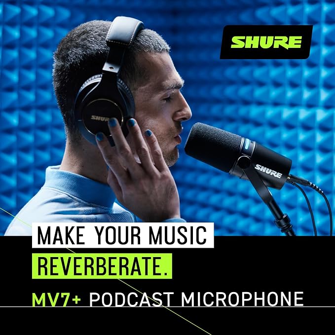 Shure MV7+ Dynamic Microphone – USB-C & XLR Podcast Mic for Streaming, Recording & Broadcasting, OBS Certified, Auto Level Mode, Digital Pop Filter, LED Panel, Black, (Pack of 8) - Image 5