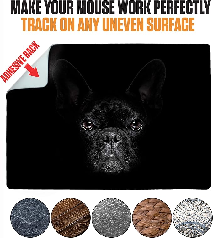 Mouse Pad Adhesive Bottom - Sticks to Any Surface - Portable - Webcam Covers and Screen Cleaner Included (Dog Fog) - Image 4