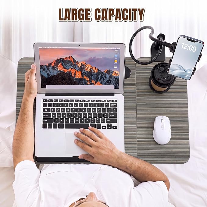 Nuanchu Black Gold Thread 2 Pcs 23.6 in Laptop Desk for Bed with Adjustable Stand, Lap Desks for Adults, Bed Tray with Drawer & Phone Holder, Dorm Room, College Dorm (5 Gears) - Image 5