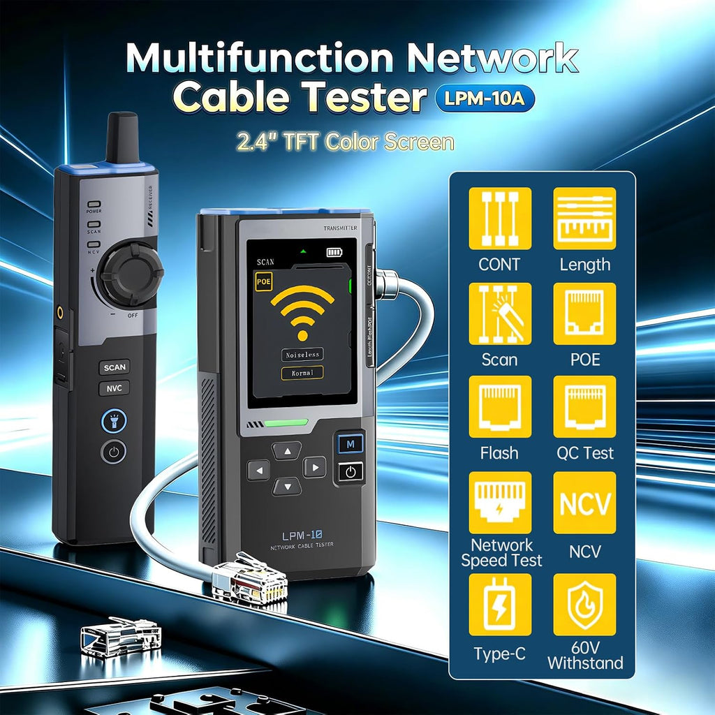 Upgraded FNRSI LPM-10A Network Cable Tester Kit, for CAT5 CAT6 RJ11 RJ45 - Image 6