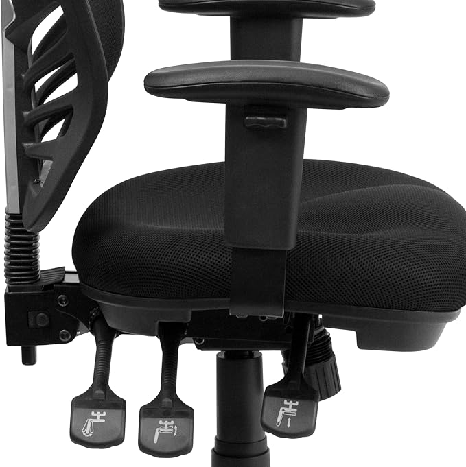 Flash Furniture Mid-Back Black Mesh Multifunction Executive Swivel Ergonomic Office Chair with Adjustable Arms - Image 17