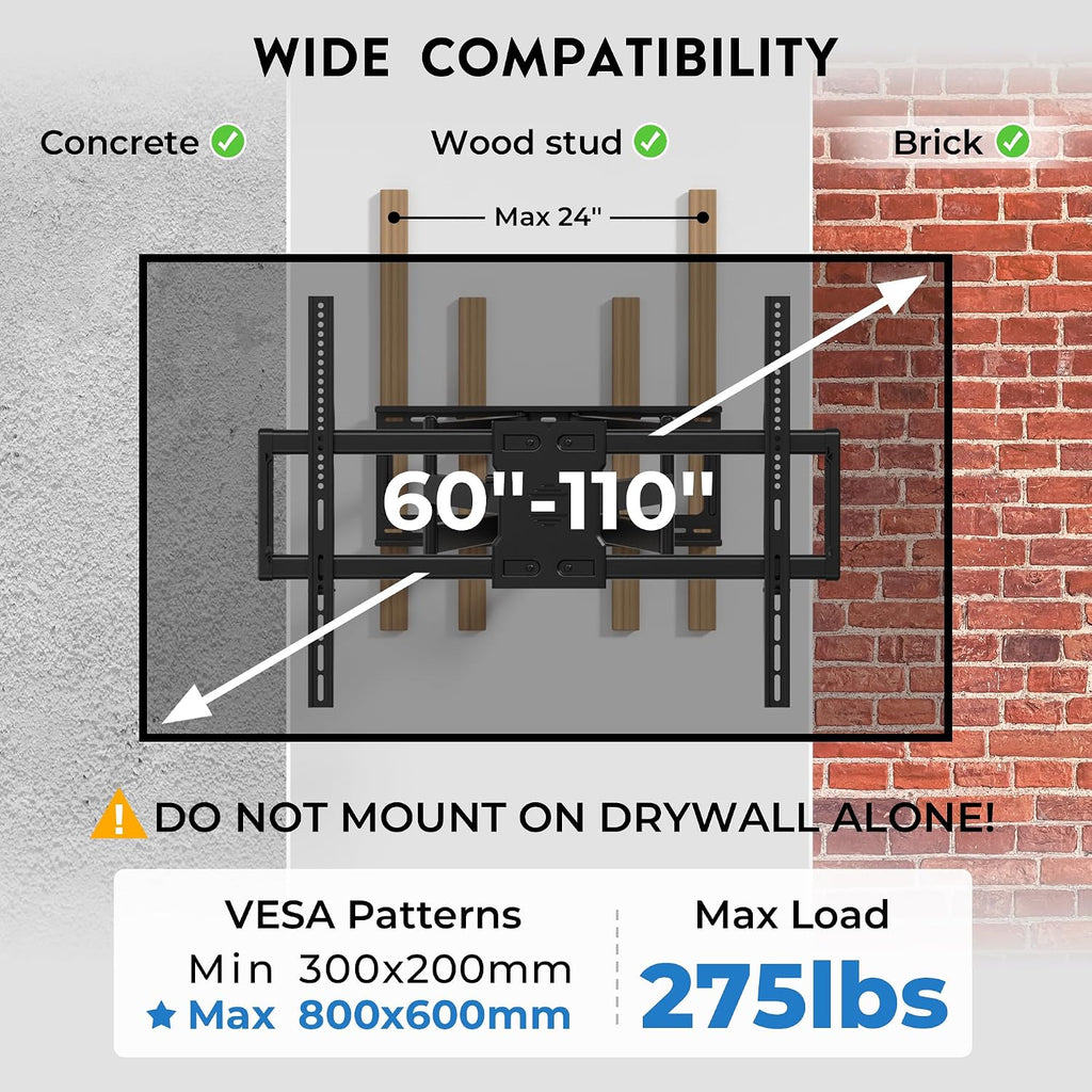 Heavy Duty TV Wall Mount with Extra Long Extendable Arm for 60–110 Inch TVs - Image 3